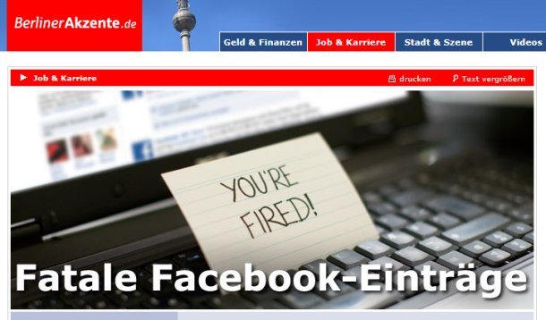 Artikel über Facebook und Bewerbungen mit Marketingberater Enno E. Peter