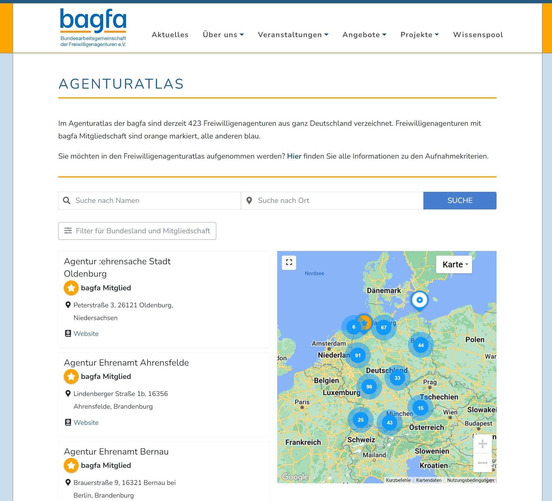 bagfa Agenturatlas unter Wordpress Verzeichnis